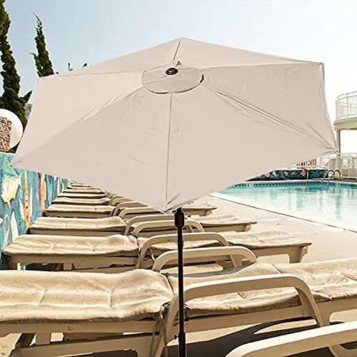 KHBNHJ Sun Umbrella Replacement Cloth, 2.7M Garden Parasol Canopy Cover for Patio Sun Umbrella, Market Table Umbrella Replacement Canopy Beige, 6
