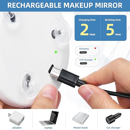 LED Compact Mirror, 10X Magnifying Mirror with Light, Travel Mirror with Magnification 4inch Handheld Cosmetic Mirror, Rechargeable Travel Makeup