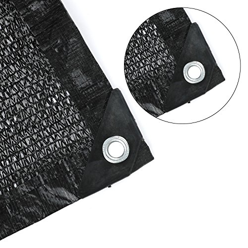 Shade Netting 70%-75% Sunblock Shade Cloth - Black Bulk UV Resistant Fabric Mesh Tarp for Greenhouse Plant Shade Net Taped Edge with Grommets Inc