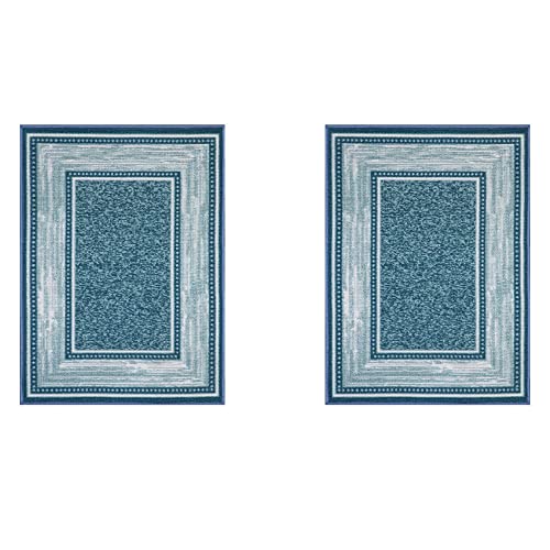 Ottomanson Rubber Back Doormat Collection, Floral Tile Design, "Welcome" Text, 51 cm x 76 cm, Multicolor