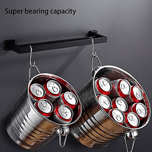 MONSTE Matt Black Towel Double Bar Towel Rack Wall Mount Stainless Steel 2 Bar Bathroom Shelf Bathroom Accessories (Size : 50CM)