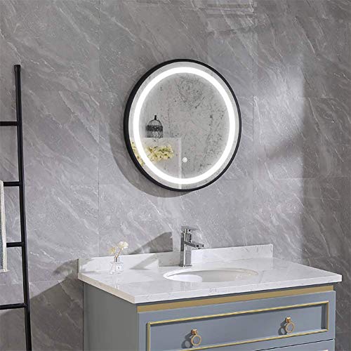 LED Lighted Bathroom Mirror, Touch Switch Control, Anti-Fog Function, IP44 Waterproof, Wall Mounted Fogless Backlit Lighted Makeup Vanity Mirror