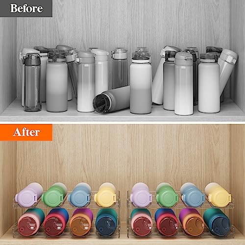 Lifewit Stackable Water Bottle Organiser for Cupboard, Freezer, Pantry, Plastic Cup Holder, Bottle Storage, Wine Racks for Kitchen Tabletop, Offi