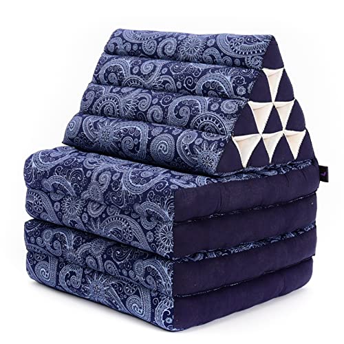 Leewadee 3-Fold Mat with Triangle Cushion – Comfortable TV Pillow, Foldable Mattress with Cushion Made of Eco-Friendly Kapok, 170 x 53 cm, black