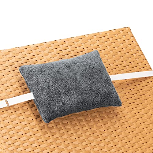 JEMIDI Sun Lounger Head Cushion - 30 x 20cm Pillow for Garden Chair or Deck Chair - Head Rest for Sun Loungers with Washable Terry Cloth Cotton C