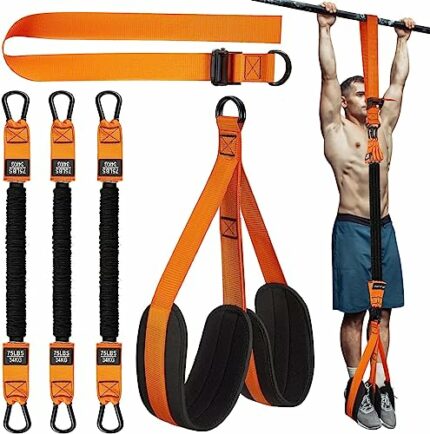Pull Up Assistance Bands, Heavy Duty Resistance Band for Pull Up Assist, Adjustable Weight/Size with Fabric Feet/Knee Rest, Bands for Pull Up Ass
