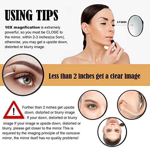 wlertcop Magnifying Mirror 10x Travel Magnifying Mirror Compact Mirror with Tweezer Cosmetic Mirror Magnified Makeup Mirror tweezer magnifying mi