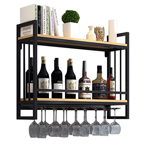 EYLINK Wine Racks,Wall-Mounted Metal | Wine Glass Holder | Wine Shelf with Glass Holder | Wine Bottle Holder/60Cmx20Cm