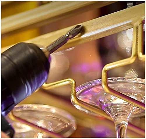 SUCHETA Hanging Wine Rack with Glass Holder and Shelf, Goblet Wine Glass Rack, Upside Down Home Decoration Hanging European Creative bar Shelf, W