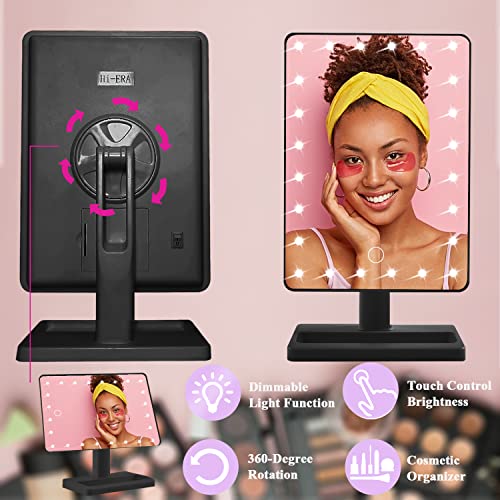 Hi-ERA Led Makeup Mirror with 24 LED Lights, Vanity Mirror with Lights, Mirror Makeup for Dressing Table, Light Up Mirror with 10x Magnifying Mir