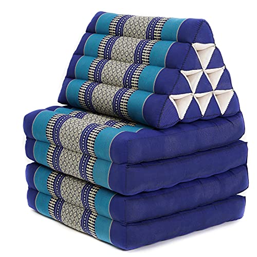 Leewadee 3-Fold Mat with Triangle Cushion – Comfortable TV Pillow, Foldable Mattress with Cushion Made of Eco-Friendly Kapok, 170 x 53 cm, black