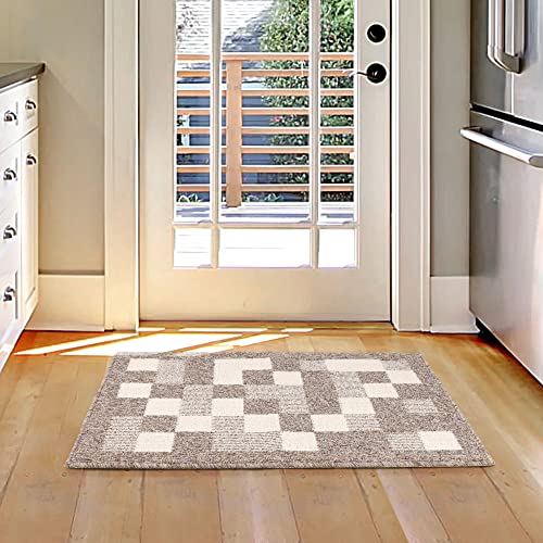 comfoyar Dirt Trapper Door Mats Indoor, Non Slip Machine Washable Entrance Rug, Super Absorbent Low Profile Floor mat for Dog Muddy Paws, Front D