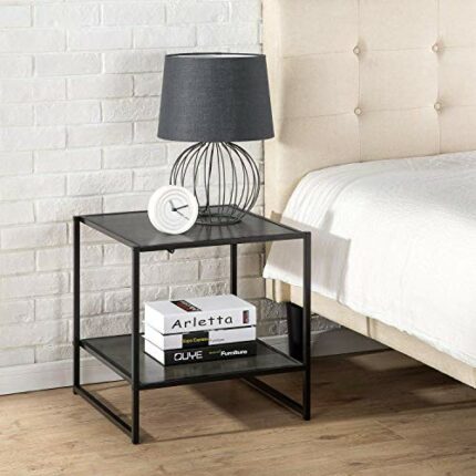 ZINUS Dane 51 cm Black Frame Side Table | End Table | Easy Assembly, Rich black wood grain
