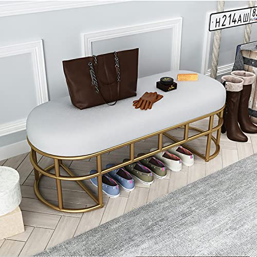 Multifunction Bedroom Bench Dining Bench Storage Bench Home Decor,Modern Entryway Bench with Golden Base,Comfy Velvet Upholstered Bench Shoe Benc