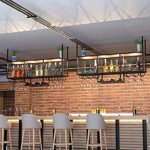 KEppd Wine Rack Wall Mounted - Ceiling Hanging Wine Glass Rack European Style Wine Bottle Holder Decoration Stemware Goblet Shelf for Bars