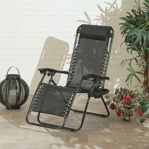 SunTime Outdoor Royale Black Gravity Garden Relaxer With Cup Holder