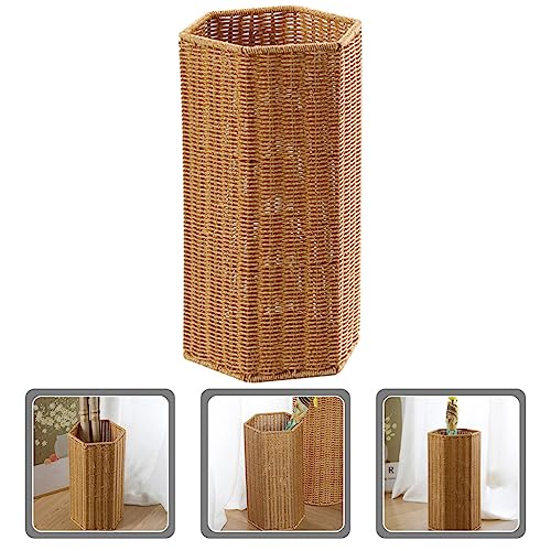 OSALADI Yoga Mats Woven Umbrella Stand Rattan Basket Freestanding Canes Walking Sticks Holder Umbrella Basket Tall Basket Floor Woven Bucket for