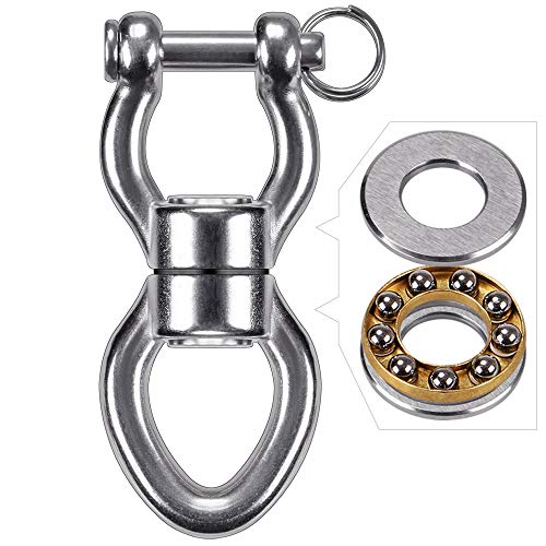 SELEWARE Permanent Antirust Stainless Steel Bearing Swing Swivel, Up to 544kg 360° Rotational Device Hanging Accessory for Web Tree Swing, Hammoc