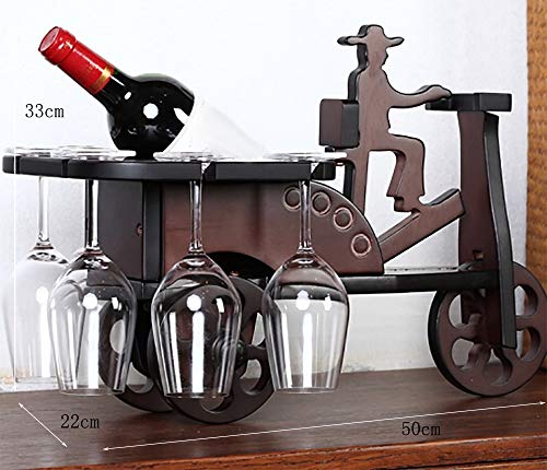 PIBM European Style Tricycle Wooden Wine Rack Creative Wine Bottle Storage Shelf Home Bar Decor J1117