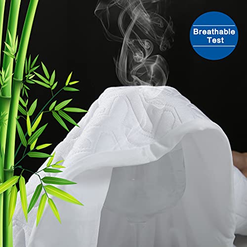 MERITLIFE Premium 100% Waterproof Queen Size Mattress Protector Cooling Mattress Pad Cover Bamboo Fabric Dorm School Soft Breathable Fitted 8"-21