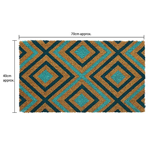 JVL Eco-Friendly Latex Backed Coir Door Mat, Rhombus,Natural,40 x 70 cm Approx.