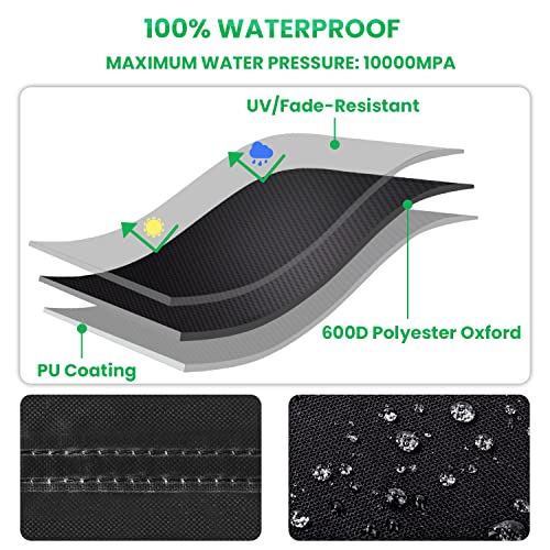 KINGARDEN 3 Seater Garden Swing Cover Waterproof 600D Oxford Fabric Garden Hammock Cover Outdoor Swing Seat Cover Windproof Rip Proof 220x125x170