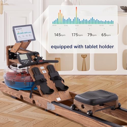 Water Rowing Machine For Home Use Foldable Rower Machine With LCD Monitor, Tablet Holder Cardio Equipment 330lbs Weight Capacity (Color : Beech w