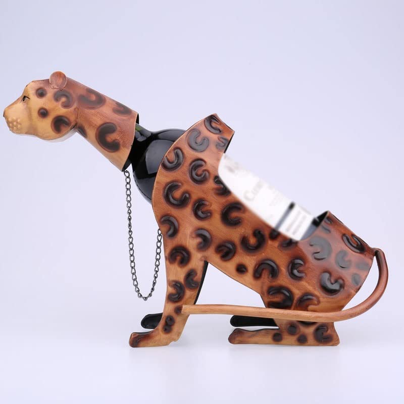 TFIIEXFL Leopard Wine Holder Metal Animal Wine Rack Sculpture Bar Wine Bottle Stand Practical Interior Home Decoration Crafts