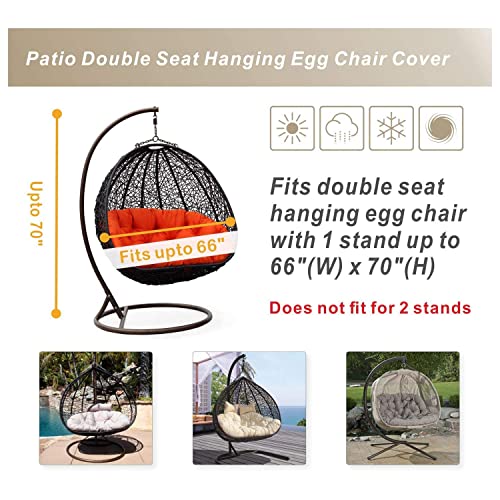 HONCENMAX UPGRADE Patio Hanging Chair Cover - Cocoon Egg Chair Cover - for Rattan Wicker Swing Seat Chair - Waterproof Furniture Protective Cover