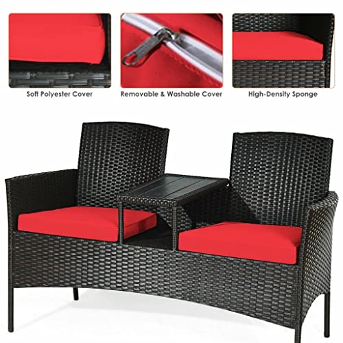 LUKEO Set of Ottoman Sofa Cushions Coffee Table Red