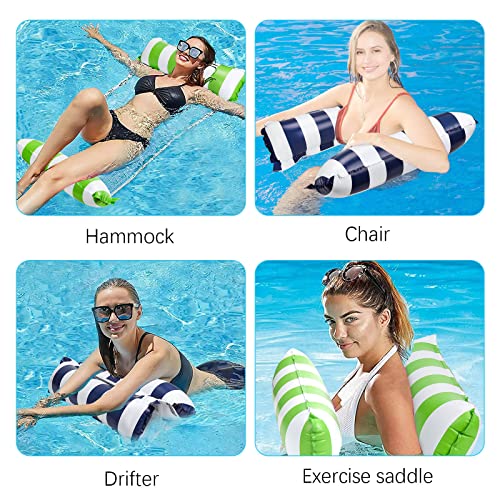Semusgx 2 Pack Water Hammock, Inflatable Pool Hammock Floats, 4-in-1 MultiPurpose Inflatable Hammock with a Manual Air Pump for Swimming Pool Bea