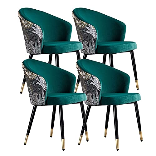 Kitchen Dining Room Furniture Chairs Retro Dining Chair Set Of 4 Modern Kitchen Dining Room Chairs with Metal Legs Velvet Seat and Embroidery Bac