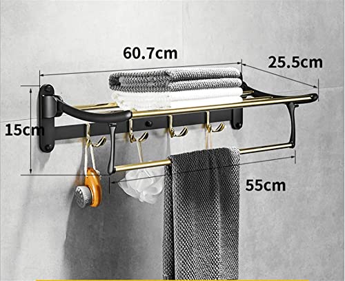 HIGOH Towel Racks,Bathroom Towel Rack Wall Mounted Towel Holder,Bathroom Accessories Bathroom Shelf,Towel Rack,Towel Holder,Towel Hanger,Brass Ba