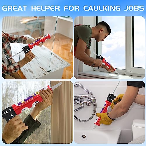 iLitLuk Drip-Free Caulking Gun Ratchet Rod Caulk Gun Applicator 15:1 Thrust Ratio Labor-Saving Lightweight Nylon Frame Cartridge Gun for 10oz/300