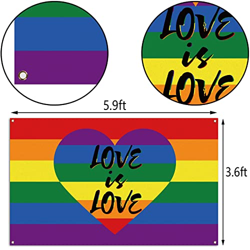 Pride Month Photo Booth Backdrop LGBTQ+ June Love is Love Rainbow Indoor Outdoor Home Wall Background Decoration