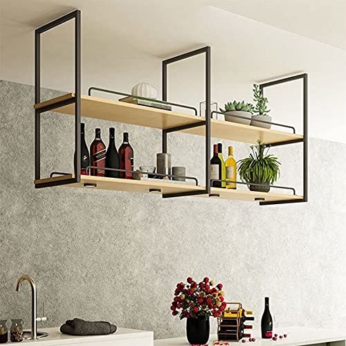 EYLINK Wine Rack Ceiling Wine Rack European Wall Mounted Plant Stands Hanging Wine Glass Holder Kitchen Restaurant Bar Wall Shelf Floating Shelve