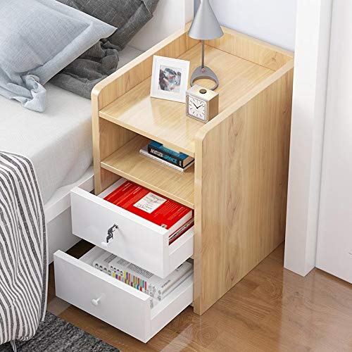 LUKEO Nordic Creative Solid Wood Bedside Table, Household Bedside Table Bedroom Storage Furniture