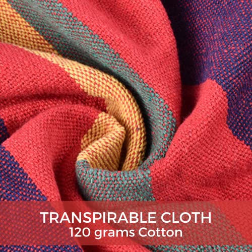 Hammock with Stand Included (250 cm) and Carry Case, Multi-Coloured Cotton Hammock for Garden, Terraces, Travel, Camping (Weight up to 150 kg)