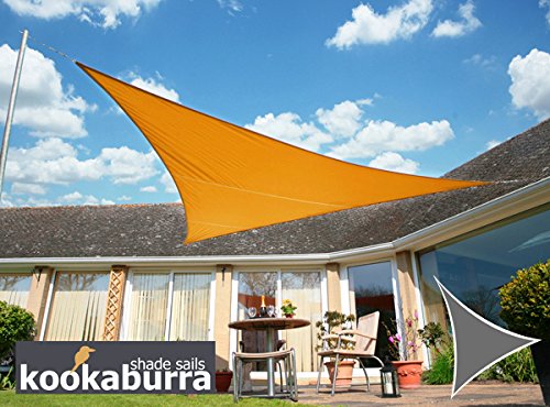 Kookaburra Waterproof Garden Sun Shade Sail Canopy in Orange 98% UV Block (3m Triangle)