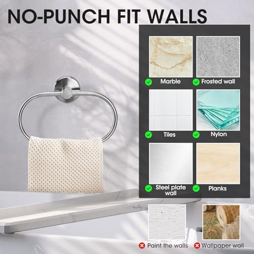 Oval Towel Holder Silver SUS 304 Stainless Steel Hand Towel Ring, Modern Design Polished Chrome Hand Towel Rail, Rack Wall Mounted Bath Towel Han