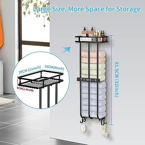 AIRUJIA Towel Racks with Storage Shelf, Towel Rack Wall Mounted, Towel Holders For Bathroom, Bathroom Towel Storage, Bathroom Towel Holder, Bathr
