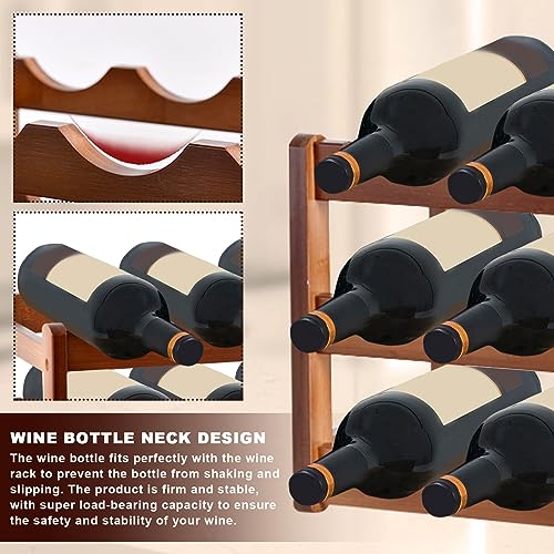 Tefola Bamboo Wood Horizontal Wine Rack for 12 Wine Bottles – 43 x 23.5 x 25 cm, Brown