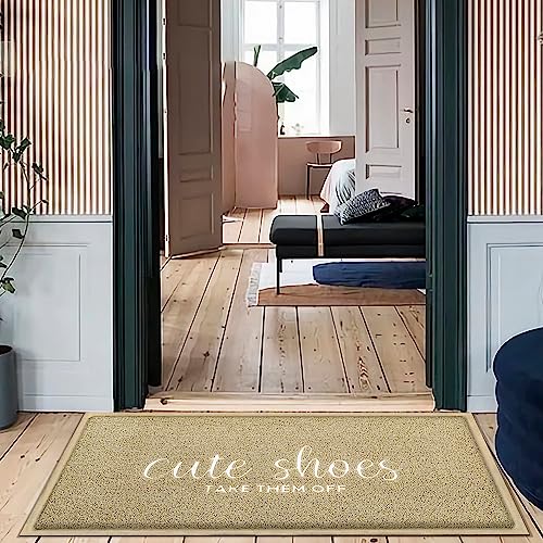 Outdoor Welcome Mat for Funny Outside Home Entry Mats Cute Shoes Take Them Off Entryway Large 18 x 47 inch for Bedroom Shoe Scraper Non Slip PVC