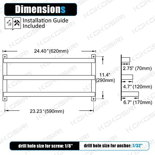 KOKOSIRI Towel Bars Bath Towel Holders Chrome Bathroom 3-Tiers Ladder Towel Rails Wall Mounted Towels Shelves Rack Polished Stainless Steel, B500