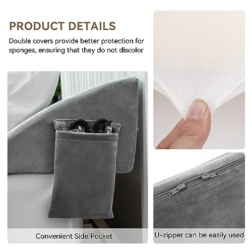 Voryerw Headboard Pillow, Bed Wedge Pillow for Headboard, Wedge Pillow for Sleeping, Bed Gap Filler (0-10"), Fill The Gap Between Your Headboard