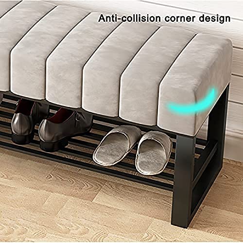 Luxurious Shoe Bench With Thickened Velvet Seat,Entryway Shoe Rack Bench Shoe Organizer,Modern Decorative Furniture,Orange,120X45X32Cm(47X18X13In