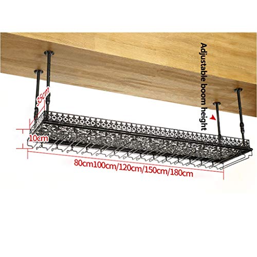 Ceiling Wine Rack Vintage Wrought Iron Metal Home Multi-Function Living Room Display Wine Rack Glass Wine Cup Bracket - Restaurant Kitchen Bar Ad