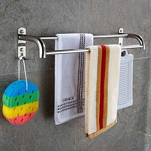 EYHLKM Bathroom Double Towel Bar Shelf Stainless Steel Rail Bath Shower Organization Suction Cup Robe