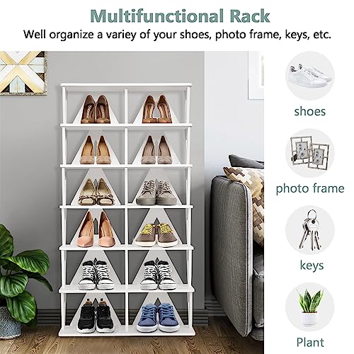 Nisorpa 7 Tier Shoe Rack Narrow Shoe Shelf 50.3×26×96.3cm PVC Foam Board Shoe Shelf Storage Stand Freestanding Shoe Racks Storage Cupboard for Ha