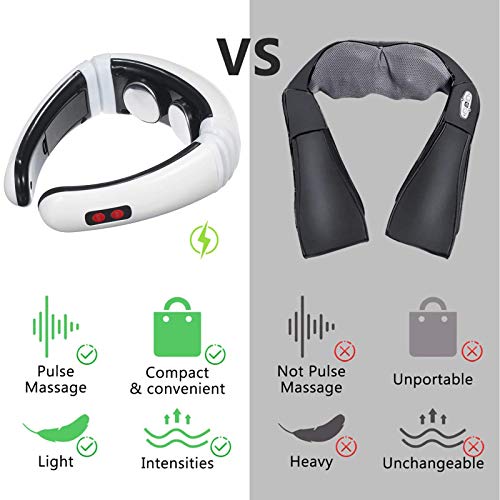HUANGXING - USB Neck Massager, Electric Smart Neck Massage with Heat 6 Modes 16 Levels Portable Cordless Massage for Neck Pain Relief at Home Off